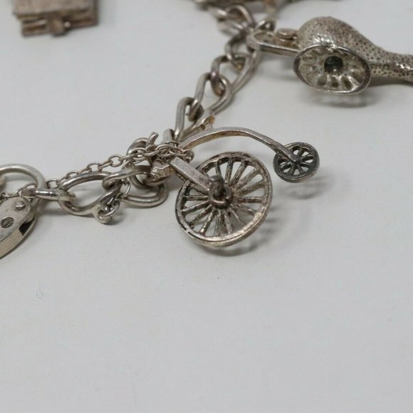 Vintage Sterling Silver 925 Charm Bracelet 24.6g - Picture 3 of 5
